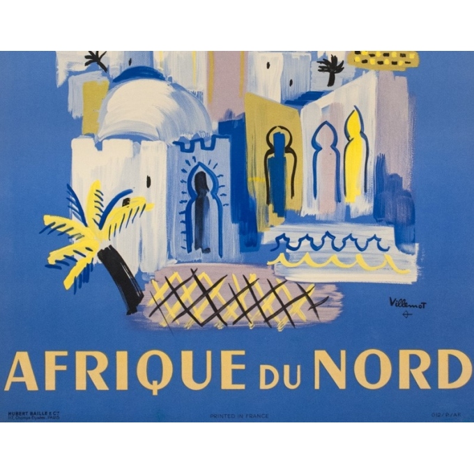 Affiche ancienne de voyage de Villemot 1946 - Air France Afrique Du Nord - 3