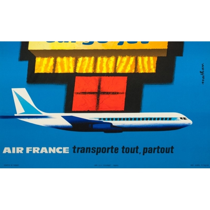 Affiche ancienne de voyage - Nathan - 1962 - Air France Cargo Jet - 99 par 62 cm - 3