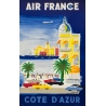 Affiche ancienne de voyage - Villemot - 1952 - Air France Côte d' Azur - 103 par 62 cm