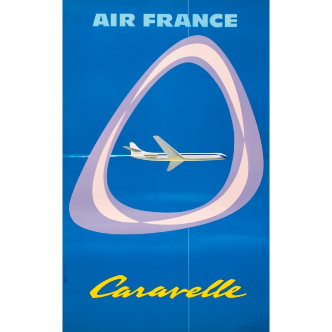 Affiche ancienne de voyage - Jean Colin - 1959 - Air France Caravelle - 99.5 par 62 cm