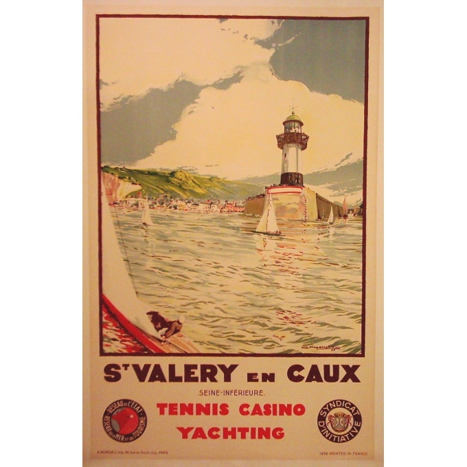 Affiche ancienne originale Saint Valery en Caux. Elbé Paris.