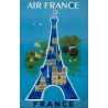 Affiche ancienne de voyage - Villemot - 1952 - Air France Tour Eiffel - 99 par 62.5 cm