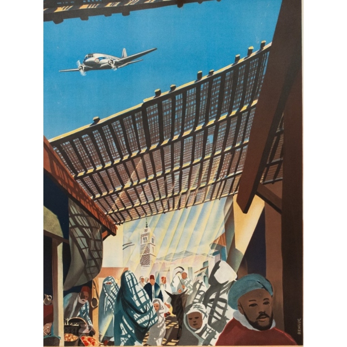 Vintage travel poster - Renluc - Circa 1950 - Air Atlas Casa Blanca - 40 by 25.2 inches - 2