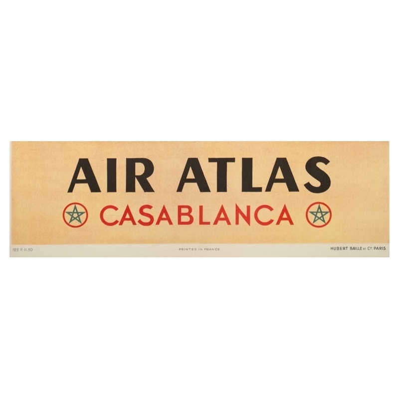 Vintage travel poster - Renluc - Circa 1950 - Air Atlas Casa Blanca - 40 by 25.2 inches - 3