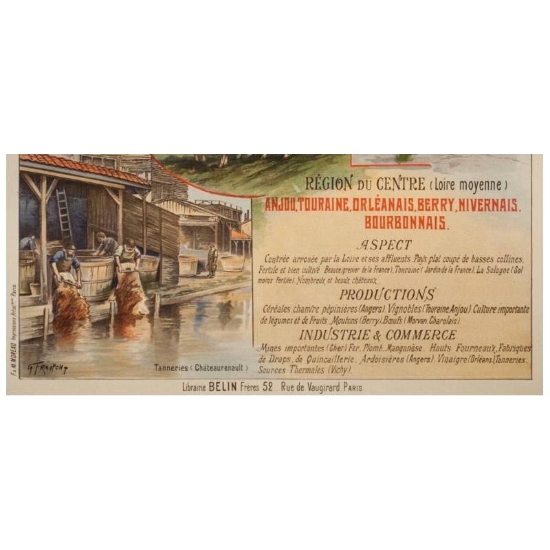 Affiche ancienne de voyage - Gustave Fraipont - Circa 1900 - France Régionale Auvergne Centre Loire - 77 par 56 cm - 4