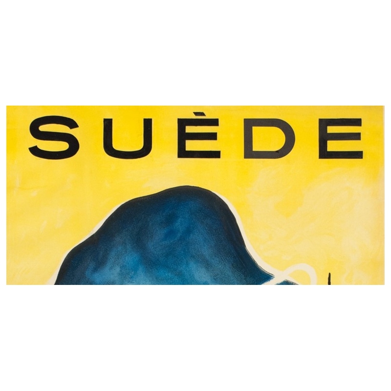 Affiche ancienne de voyage - Hallman - 1924 - Suède Sweden - 104 par 74.5 cm - 2