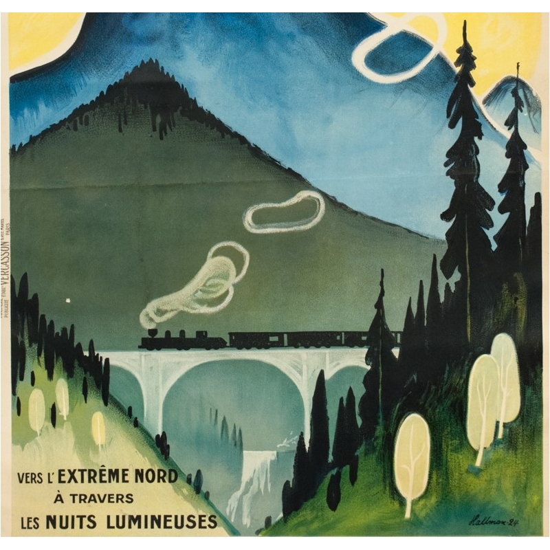 Vintage travel poster - Hallman - 1924 - Suède Sweden - 40.9 by 29.3 inches - 3