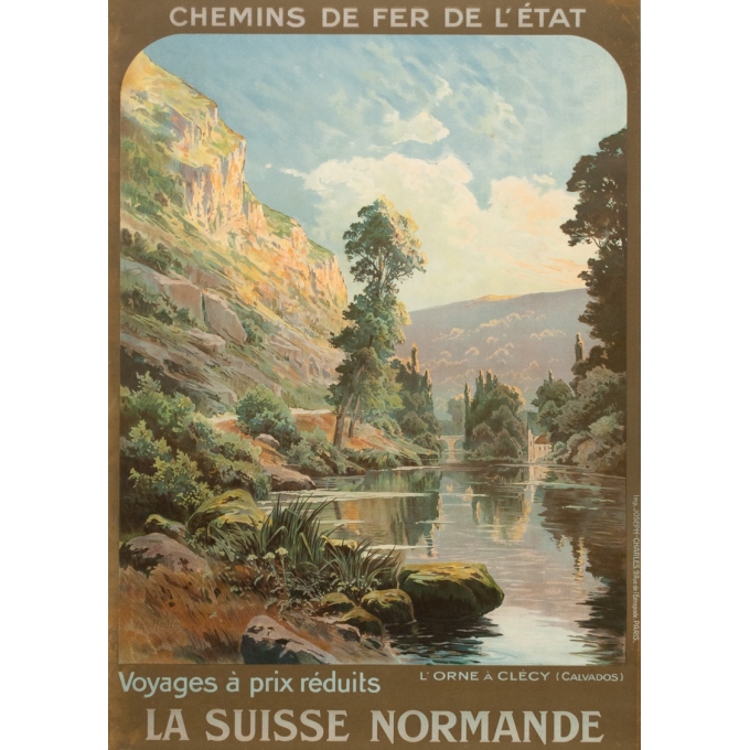 Vintage travel poster - Hallé - Circa 1920 - Orne Clécy La Suisse Normande - 41.1 by 29.1 inches