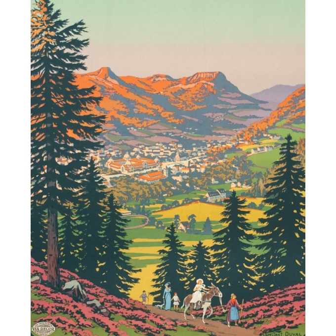 Affiche ancienne de voyage - Constant Duval - Circa 1920 - La Bourboule Auvergne Chemins de Fer d'Orléans - 104.5 par 75 cm - 2 Affiche ancienne de voyage - Constant Duval - Circa 1920 - La Bourboule Auvergne Chemins de Fer d'Orléans - 104.5 par 75 cm - 2