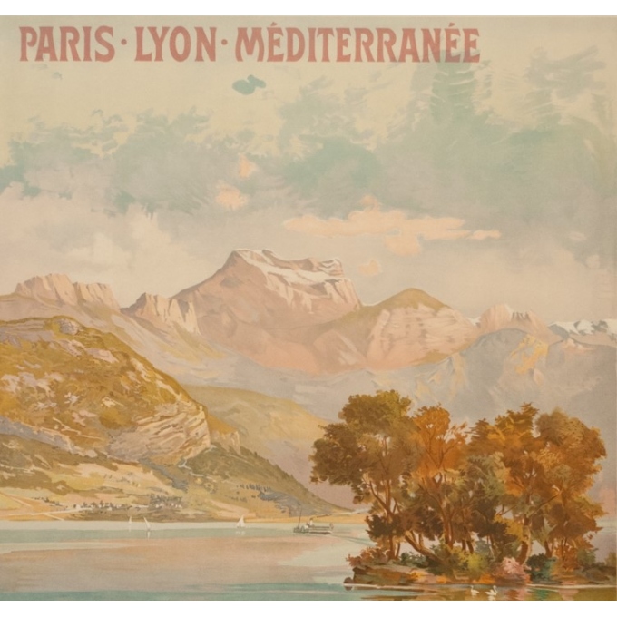 Affiche ancienne de voyage - Tanconville - Circa 1900 - Le Lac D'Annecy PLM - 106 par 74 cm - 2