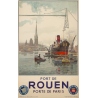 Vintage travel poster - Pellerier - 1935 - Port De Rouen Normandie - 39 by 24.4 inches
