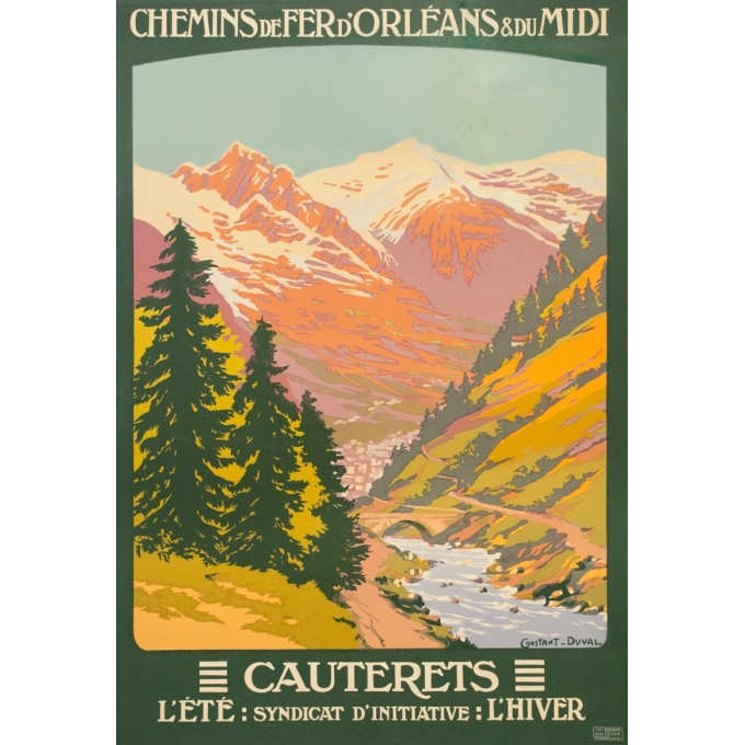 Affiche ancienne de voyage - Constant Duval - Circa 1920 - Cauteret Pyrénées - 105 par 72 cm