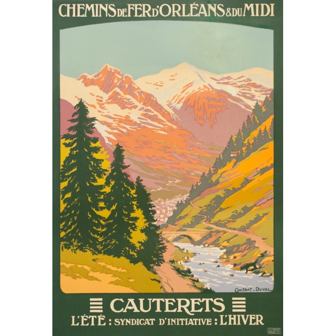 Vintage travel poster - Constant Duval - Circa 1920 - Cauteret Pyrénées - 41.3 by 28.3 inches