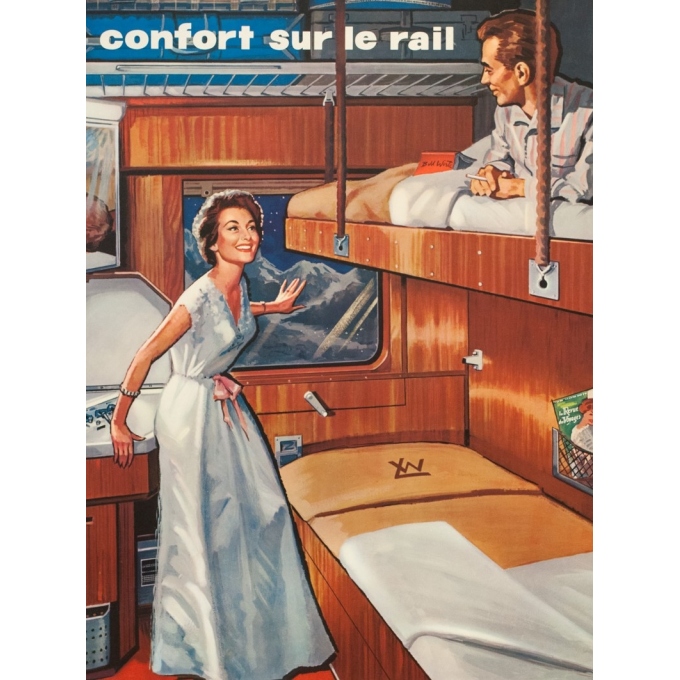 Affiche ancienne de voyage - Anonyme - Circa 1950 - Wagon Lits - 99 par 62 cm - 2