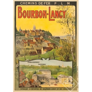 Affiche ancienne de voyage - H.J. - Circa 1910 - Bourbon Lancy PLM - 104.5 par 73.5 cm