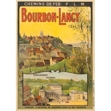 Vintage travel poster - H.J. - Circa 1910 - Bourbon Lancy PLM - 41.1 by 28.9 inches