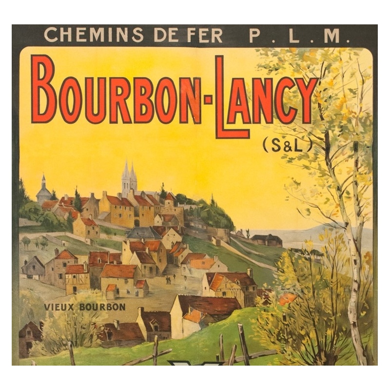 Affiche ancienne de voyage - H.J. - Circa 1910 - Bourbon Lancy PLM - 104.5 par 73.5 cm - 2