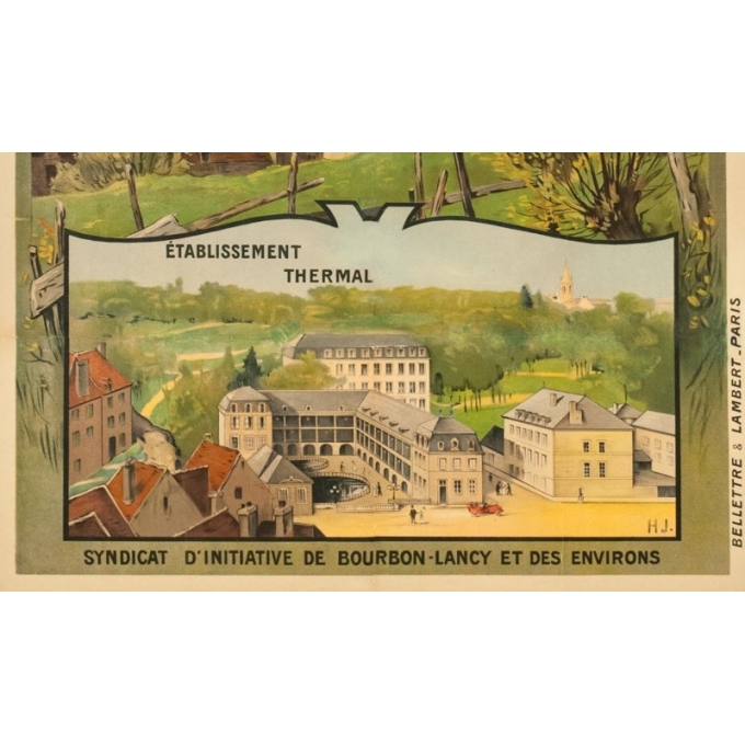 Affiche ancienne de voyage - H.J. - Circa 1910 - Bourbon Lancy PLM - 104.5 par 73.5 cm - 3