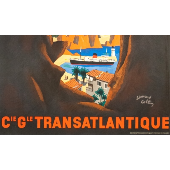 Vintage poster - Edouard Collin - Circa 1950 - Allez En Corse Compagnie Générale Transatlantique - 39.4 by 22.8 inches - 3