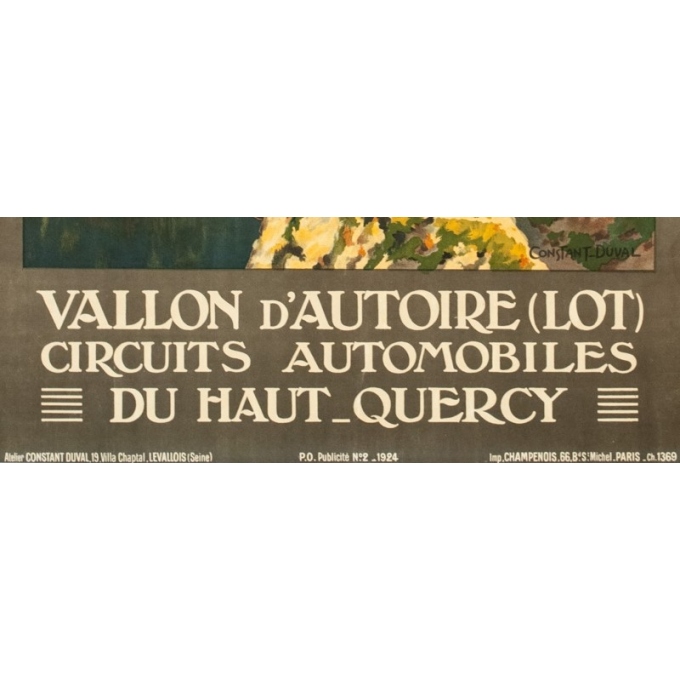 Affiche ancienne de voyage - Constant Duval - 1924 - Vallon D'Autoire Quercy Lot - 101.5 par 71.5 cm - 3