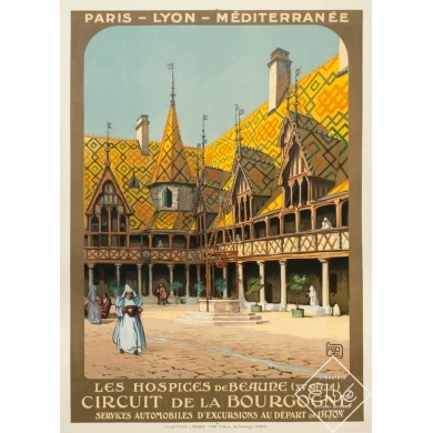 Affiche ancienne de voyage - Hallo - Circa 1920 - Beaune Hospices Bourgogne PLM - 107.5 par 78 cm