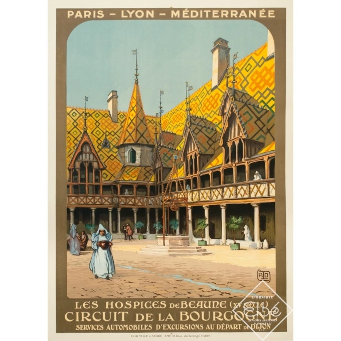 Vintage travel poster - Hallo - Circa 1920 - Beaune Hospices Bourgogne PLM - 42.3 by 30.7 inches