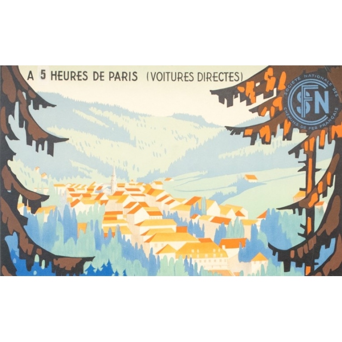 Vintage travel poster - Sénéchal - 1939 - Plombières Les Bains - 39.4 by 24 inches - 2 Vintage travel poster - Sénéchal - 1939 - Plombières Les Bains - 39.4 by 24 inches - 2