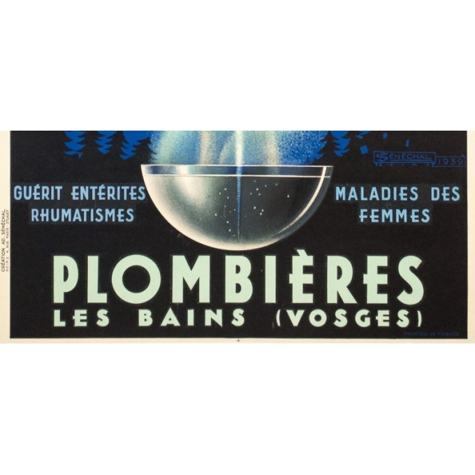 Vintage travel poster - Sénéchal - 1939 - Plombières Les Bains - 39.4 by 24 inches - 3