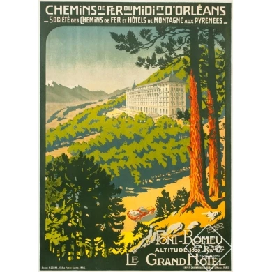 Affiche ancienne de voyage - Henri Germa - Circa 1910 - Font Romeu Pyrénées - 107 par 76.5 cm