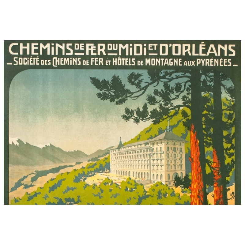 Vintage travel poster - Henri Germa - Circa 1910 - Font Romeu Pyrénées - 42.1 by 30.1 inches - 2