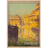 Vintage travel poster - Lucien Blumer - Circa 1920 - Strasbourg La Petite France Alsace - 41.5 by 29.5 inches