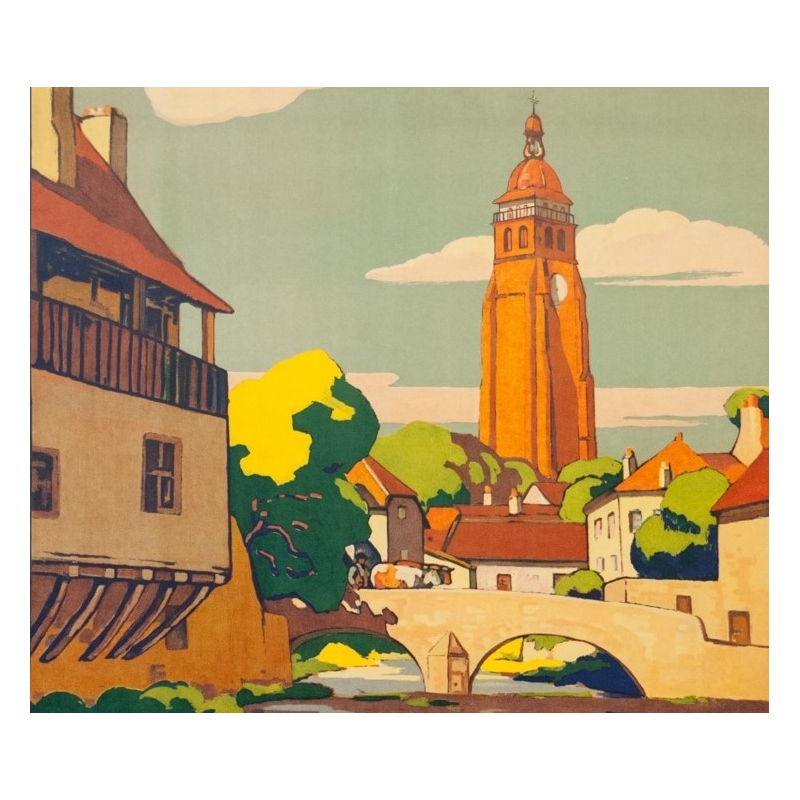 Affiche ancienne de voyage - Geo François - 1927 - Le Jura Arbois Ses Routes d'Autocars - 106.5 par 77 cm - 2