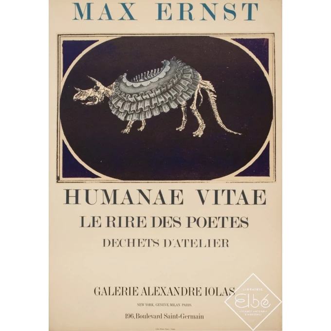 Vintage exhibition poster - Max Ernst - 1969 - Humanae Vitae - 30.3 by 22 inches