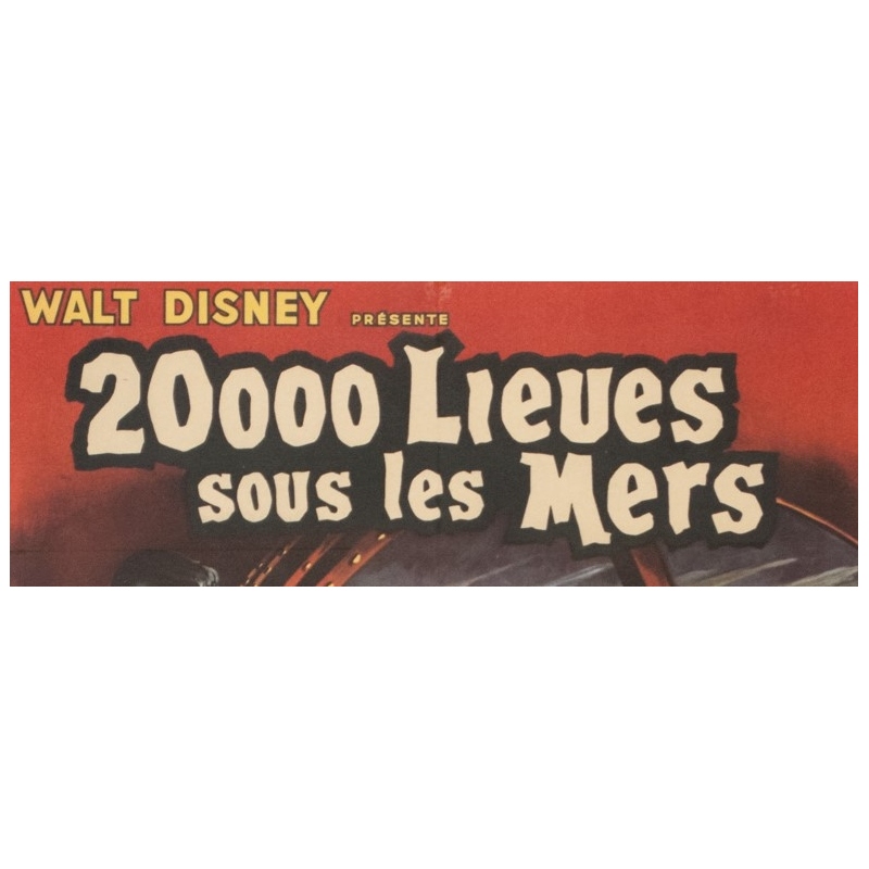 Original vintage movie poster - Jean Mascii - 1954 - 20000 Lieues Sous Les Mers France - 30.3 by 22.4 inches - 3