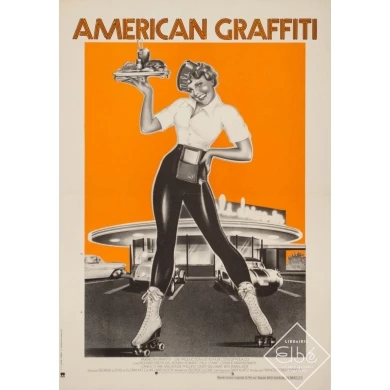 Affiche ancienne de cinéma - 1973 - American Graffiti Petit Format - 66 par 40 cm