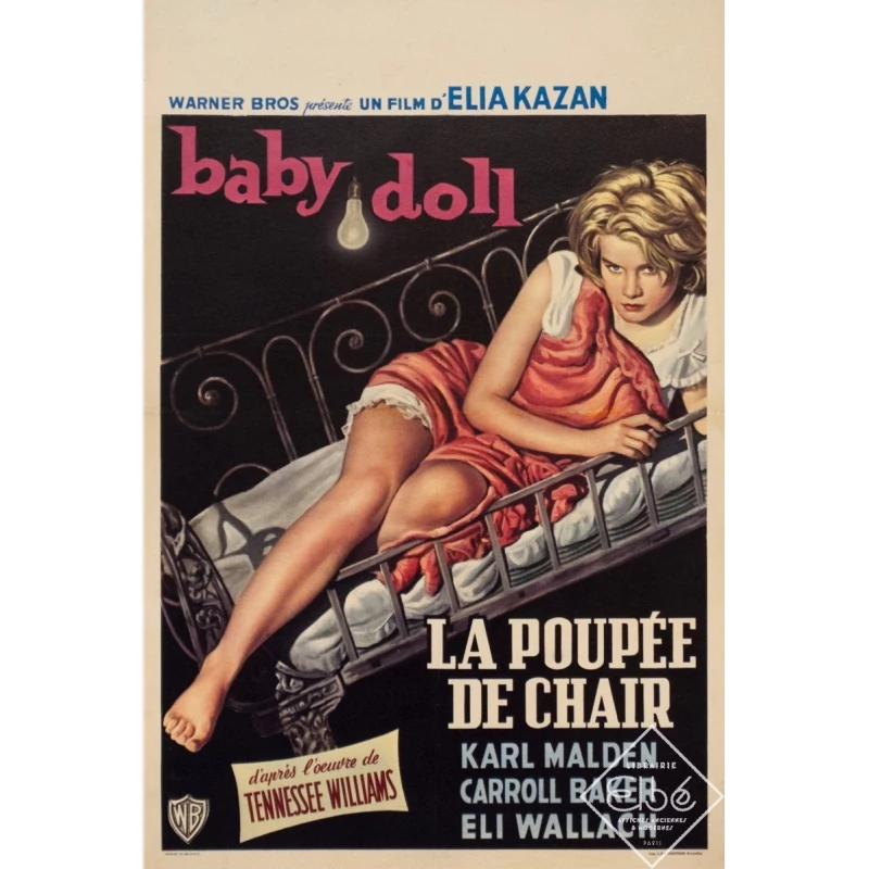 Affiche ancienne de cinéma - 1956 - Baby Doll La Poupee De Chair - 53 par 35.5 cm
