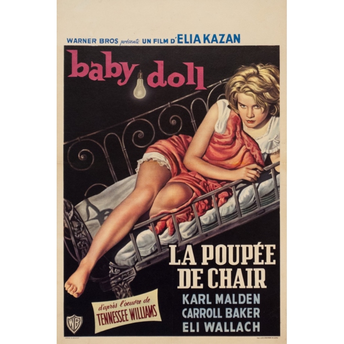 Affiche ancienne de cinéma - 1956 - Baby Doll La Poupee De Chair - 53 par 35.5 cm