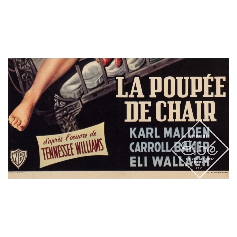 Affiche ancienne de cinéma - 1956 - Baby Doll La Poupee De Chair - 53 par 35.5 cm - 3