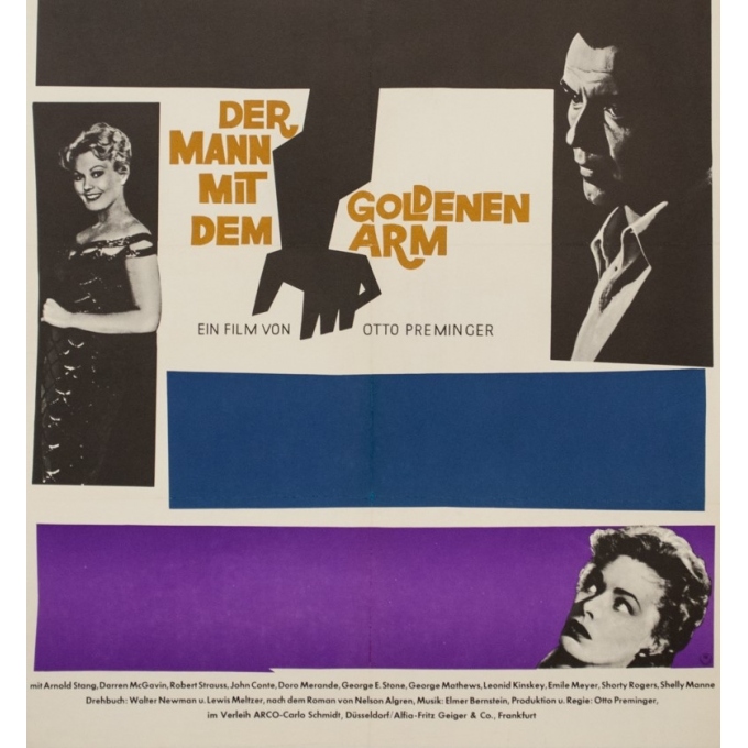 Affiche ancienne de cinéma - Saul Bass - Circa 1960 - L'Homme À La Main D'Or Allemagne - 84 par 60 cm - 3