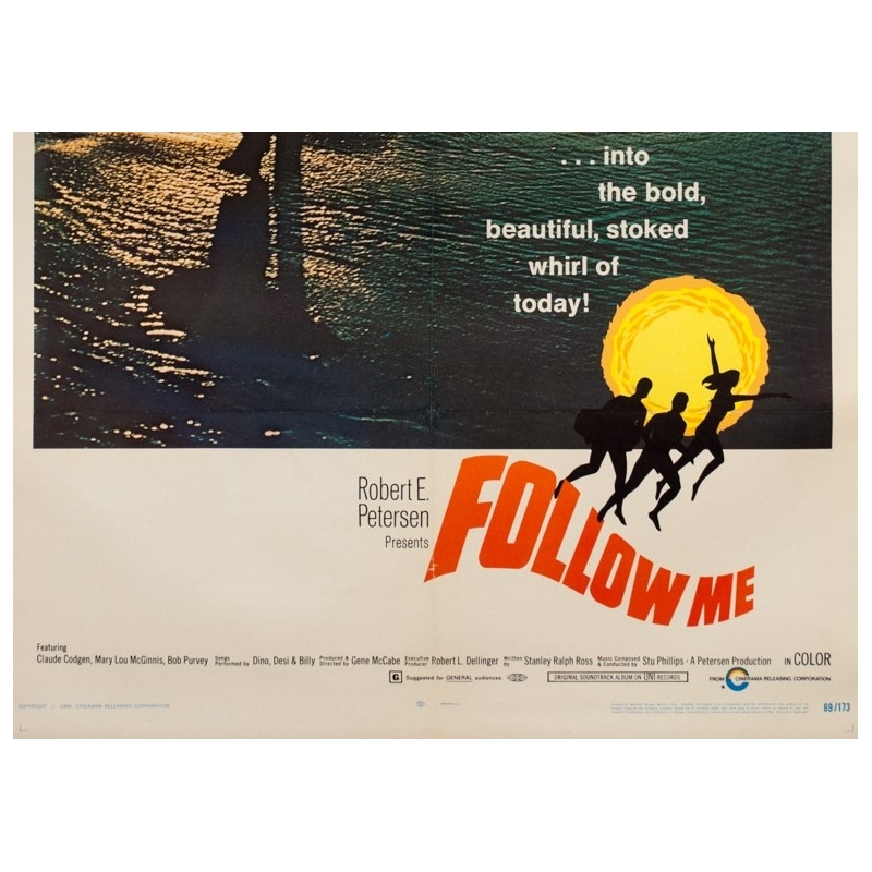 Affiche ancienne de cinéma - One sheet - 1969 - Follow Me Surf One Sheet Usa - 102 par 67 cm - 3