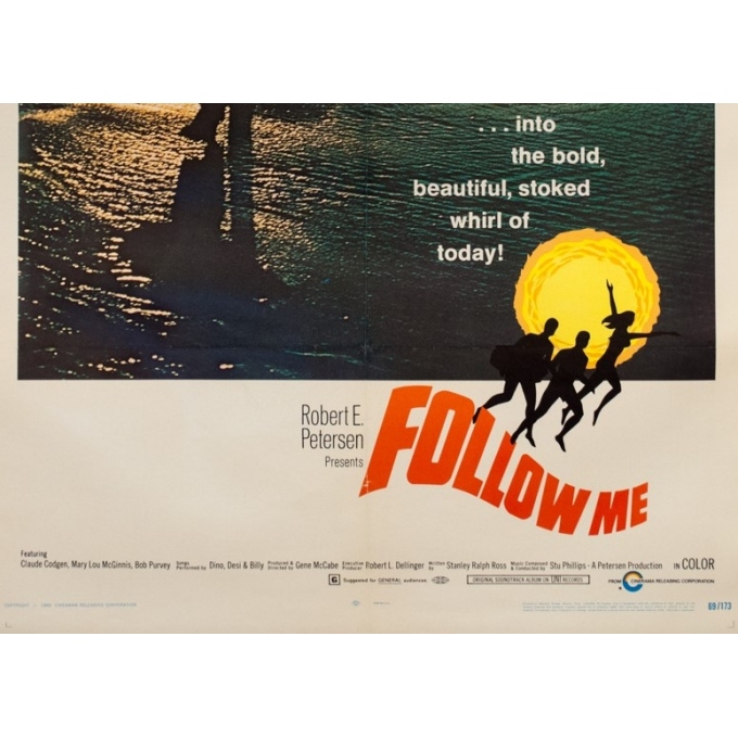 Affiche ancienne de cinéma - One sheet - 1969 - Follow Me Surf One Sheet Usa - 102 par 67 cm - 3