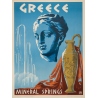 Vintage travel poster - Circa 1950 - Greece Mineral Springs - 31.7 by 23.6 inches