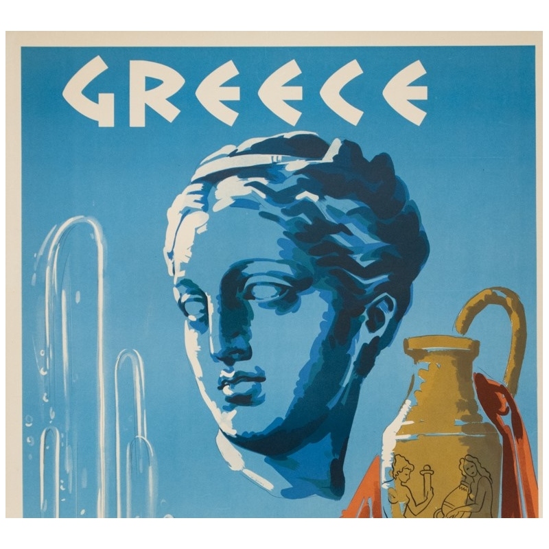 Affiche ancienne de voyage -  Circa 1950 - Greece Mineral Springs - 80.5 par 60 cm - 2