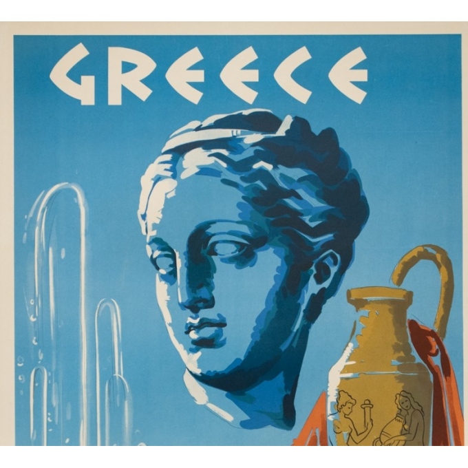 Affiche ancienne de voyage -  Circa 1950 - Greece Mineral Springs - 80.5 par 60 cm - 2