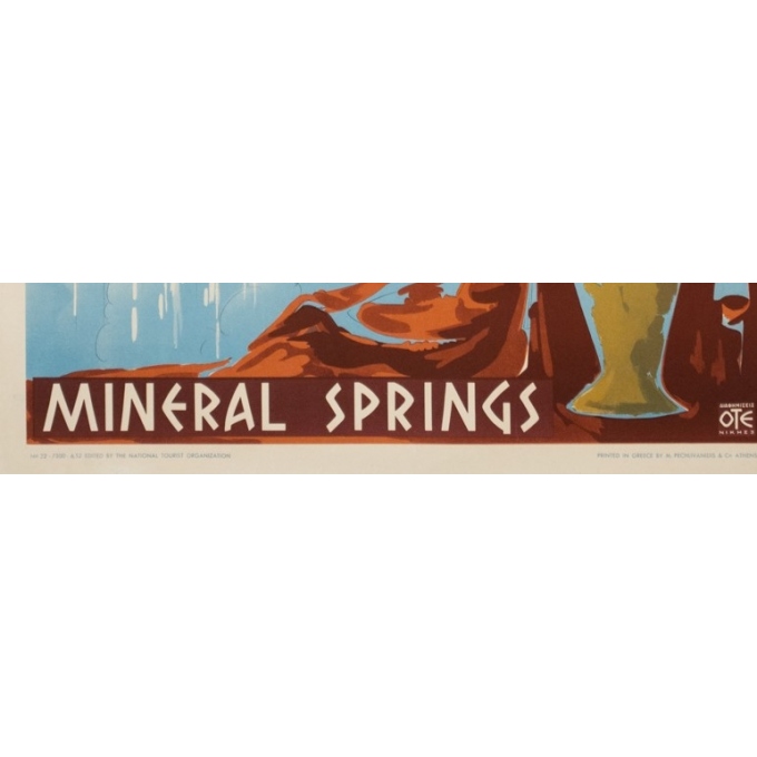 Vintage travel poster - Circa 1950 - Greece Mineral Springs - 31.7 by 23.6 inches - 4
