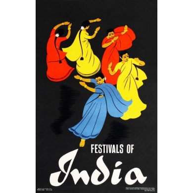 Original poster Festivals of India. Elbé Paris.