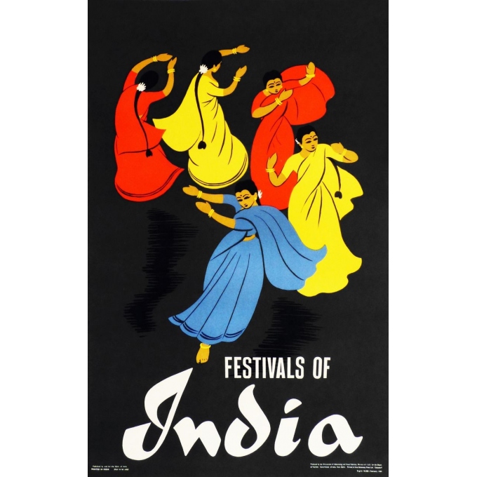 Affiche originale Festivals of India. Elbé Paris.