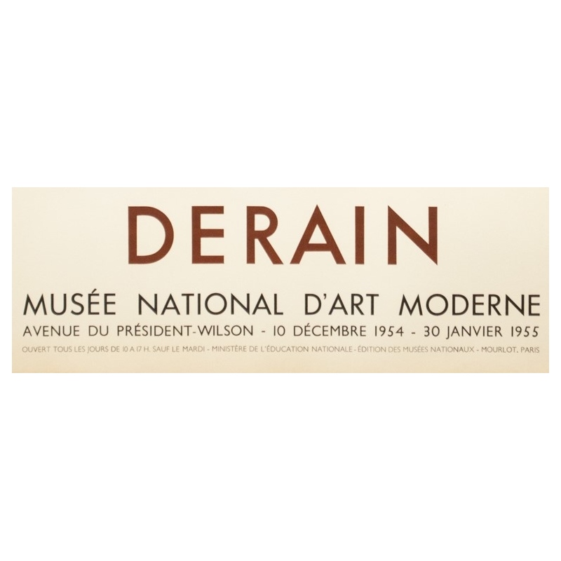 Affiche ancienne d'exposition - Derain - 1954 - Exposition Musée National D'Art Moderne- 74 par 47.5 cm - 3