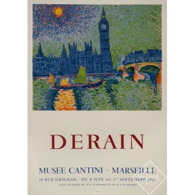 Vintage exhibition poster - Derain - 1964 - Exposition Musée Cantini Marseille - 31.9 by 22.2 inches