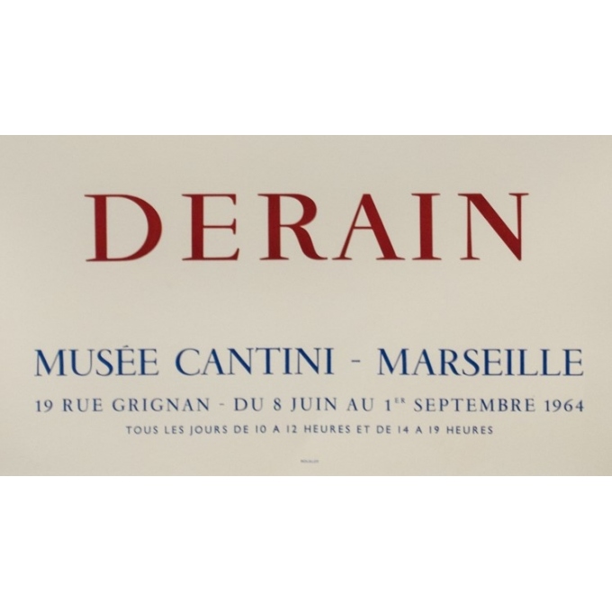 Affiche ancienne d'exposition - Derain - 1964 - Exposition Musée Cantini Marseille - 81 par 56.5 cm - 3